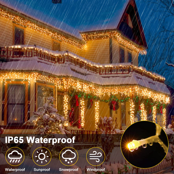 JIMACRO Solar String Lights, 32pcsx2.6FT 256 LED Curtain Lights with Remote, 23FT Waterproof Fairy Curtain Lights for Backdrop, 8 Modes Christmas LED Fairy Lights for Wall Eaves Wedding Party Decor