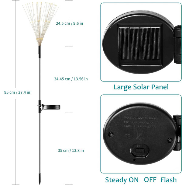 JJGoo Solar Firework Lights, 2 Pack 120 LEDs 2 Lighting Modes Outdoor Waterproof for Garden Patio Walkway Pathway Party Wedding Christmas Decorative - Cool White JJGoo Solar Firework Lights, 2 Pack 120 LEDs 2 Lighting Modes Outdoor Waterproof for Garden Patio Walkway Pathway Party Wedding Christmas Decorative - Cool White