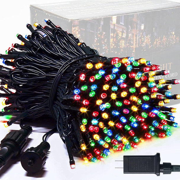 JMEXSUSS 8 Modes Christmas Tree Lights Multicolor, 250 LED Multicolor Christmas Lights Indoor, 91.5ft Green Wire Waterproof Christmas Lights Outdoor for Tree Party Garden Patio Christmas Decoration