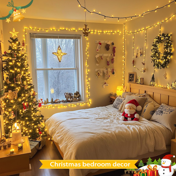 JMEXSUSS Christmas Lights Outdoor: 132ft 400 LED Christmas Tree Lights with Remote - Warm White Christmas String Lights Plug in for Indoor Bush Decorations