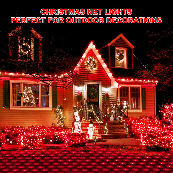 JMEXSUSS 360 LED Red Net Lights Outdoor, Connectable 12ft x 5ft Red Net Lights Plug in with Remote, 8 Modes Waterproof Red Christmas Lights for Bushes Christmas Halloween Decorations JMEXSUSS 360 LED Red Net Lights Outdoor, Connectable 12ft x 5ft Red Net Lights Plug in with Remote, 8 Modes Waterproof Red Christmas Lights for Bushes Christmas Halloween Decorations