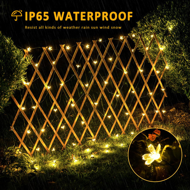 JMEXSUSS Solar Net Lights with Flower Outdoor Waterproof, 5 x 5ft Solar Net Bush Lights Outdoor Mesh Lights, 8 Modes Net Christmas Lights for Bushes, Warm White
