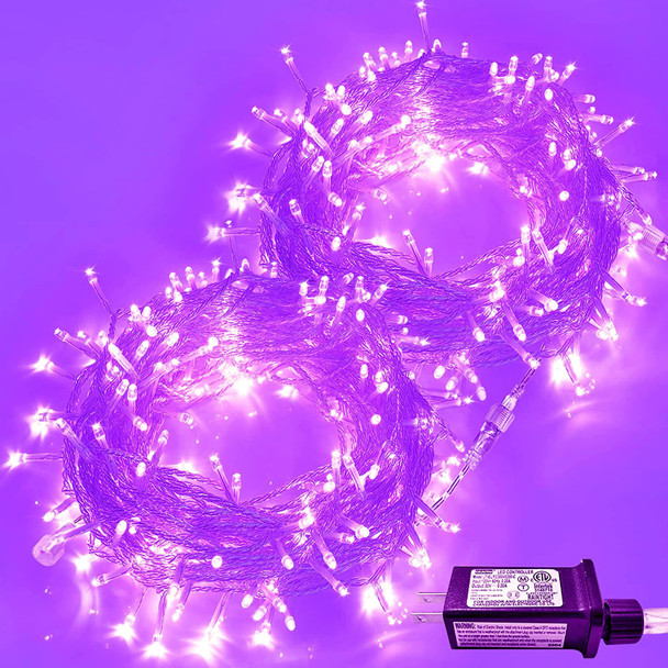 JMEXSUSS 500 LED (250LEDx2) Purple Christmas Lights, 163 FT Purple String Lights Outdoor Waterproof, 8 Modes Christmas String Lights Plug-in for Indoor Christmas Halloween Decorations