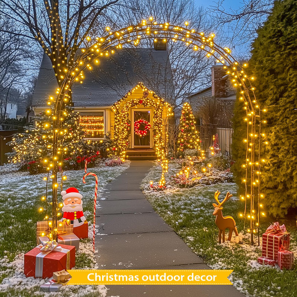 JMEXSUSS 2 Pack Solar Christmas Lights Outdoor Waterproof, Total 400 LED 151FT Warm White Christmas Lights, 8 Modes Solar String Lights for Outside Patio Yard Tree Garden Christmas Decorations