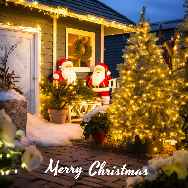 JMEXSUSS 163ft 500 LED Warm White Christmas Lights Outdoor, Plug-in Outdoor String Lights with Remote Control, Clear Wire 8 Modes Christmas Tree Lights for Christmas Bedroom Tree