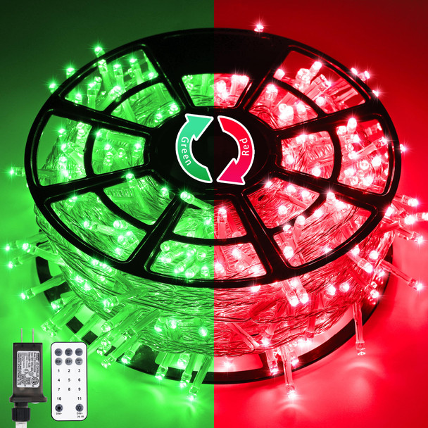 JMEXSUSS 168ft 600 LED Christmas String Lights Outdoor, Red Green Color Changing Christmas Lights, Christmas Twinkle String Lights Plug in for Tree Halloween Porch Yard Christmas Decorations
