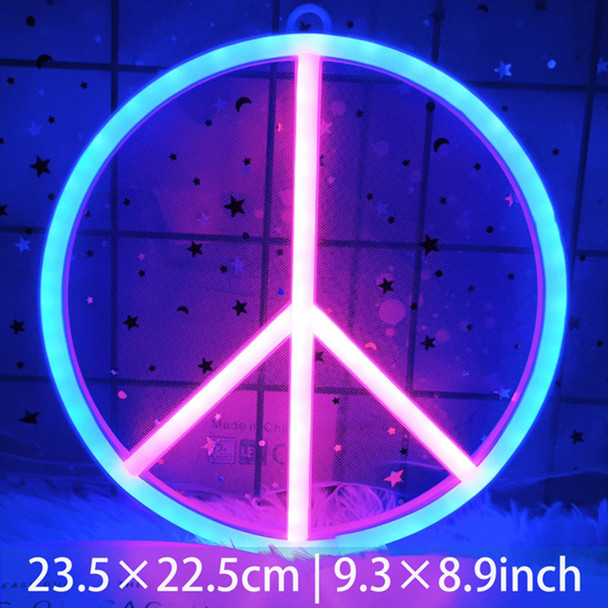 JMG Peace Symbol Neon Sign, Neon Lights LED Home Wall Decoration by USB Powered for Kid Room, Aesthetic Room Decor, Christmas, Birthday Party, 9Inch,Blue+pink