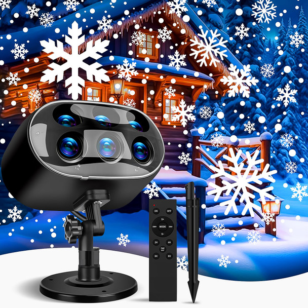 Christmas Snowflake Lights, d Christmas Projector Lights Outdoor, Christmas Yard Decorations Outdoor, Waterproof LED Snowfall Projector Lights for Xmas Holiday Party Wedding Garden Patio