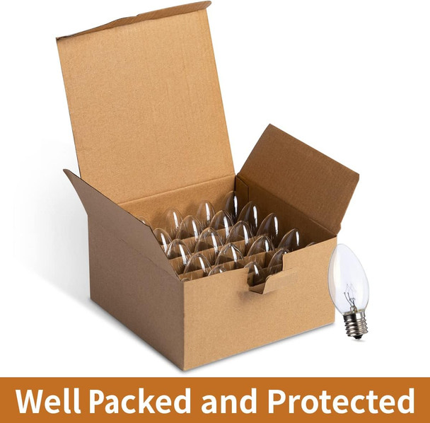 Joiedomi 25-Pack C9 Light Bulb - Replacement Light Bulbs for Christmas String Light Outdoor, Indoor, Lawn, Tree, Panel Decor, E17 Candelabra Base, Longer Life 120V 7W