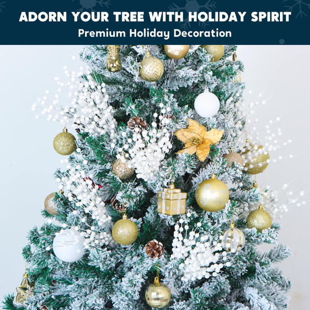 Joiedomi 24 Pcs Christmas Tree Berry Stem (White), Decorative Bead Sticks, Glittery Twigs, Picks, Branches for Christmas Tree, Small Vase, Holiday, Wedding, Party (17 Inches, White)