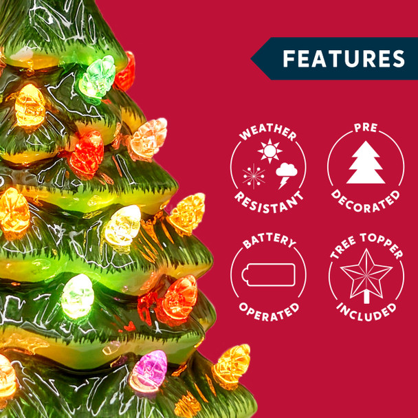 Joiedomi 7" Ceramic Christmas Tree with Box, Mini Prelit Tabletop Christmas Tree with Multicolored Bulbs for Best Desk Decoration