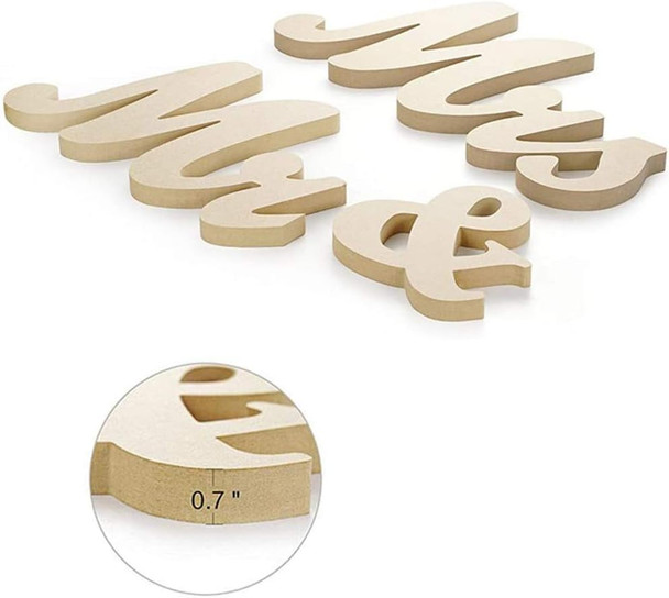 Mr & Mrs Sign for Wedding Table, Large Mr and Miss Wooden Letters, Party Decoration Head Table Wedding Wood Letter, Just Married Sign Anniversary Party Valentine's Day Decor (Wood Color),12.5 x 7 x