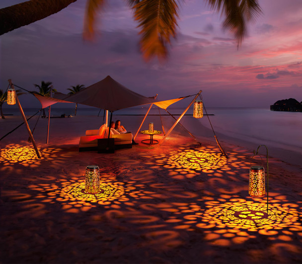 Solar Lantern - Hanging Solar Lights Outdoor Waterproof, Metal Lantern Decorative Solar Powered Patio Decor for Garden Yard Backyard Porch Table Pathway Tree Lighting, Cool/Warm Light, 2 Pack