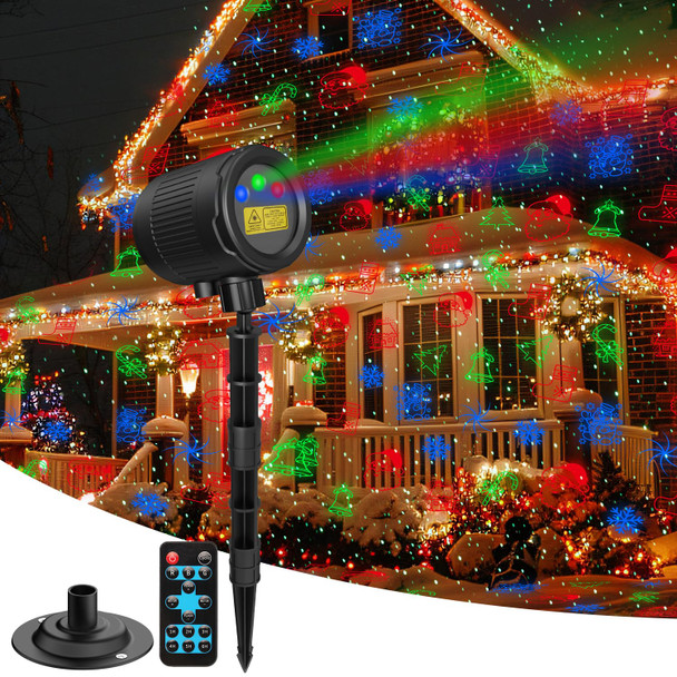 Laser Projector Lights Outdoor, Moving Red Green Blue Laser Projection Light with RF Control, Outdoor Waterproof Decorative Light for Garden Halloween Christmas Year