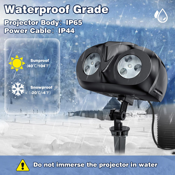 Snowflake Projector Lights Outdoor, IP65 Waterproof Owl Shaped Dynamic Led Christmas Projector Lights Outdoor with Remote Control, for Xmas, Party, Wedding and Patio, Indoor Outdoor