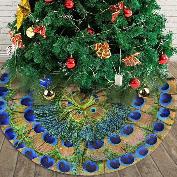 Peacock Feathers Christmas Tree Skirt 36 in for Christmas Decorations Skirt Rustic Xmas Holiday Year Party Tree Mat Decor Indoor Outdoor Christmas Tree Mats