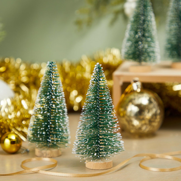 Juvale 12 Pack Mini Christmas Trees for Tabletop, Xmas Holiday Home Indoor Decorations, 4.25 x 2 inches