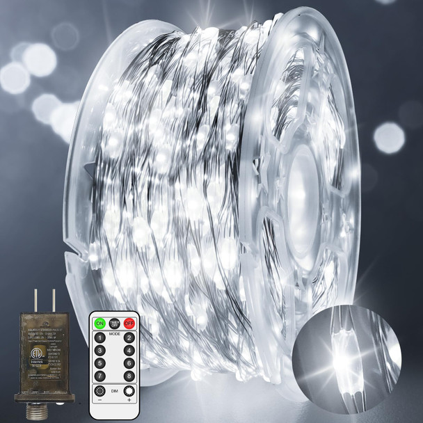 JXLEDAYY 132 FT 400 LED Fairy Lights Plug in Christmas Lights Outdoor Decorations Waterproof String Lights with Timer 8 Modes Memory for Holiday Wedding Party Tree Wall Bedroom Garden-Cool White