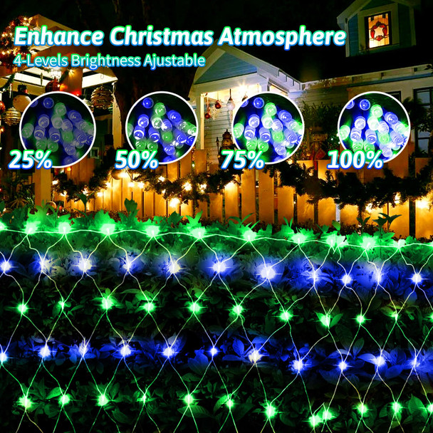 200 LED Christmas Net Lights Outdoor Decorations 3M2M Mesh Lights Fairy String Lights Plug in with Timer 8 Modes Waterproof for Outside Bush Window Wall Patio Fence Party Decor-Blue and Green