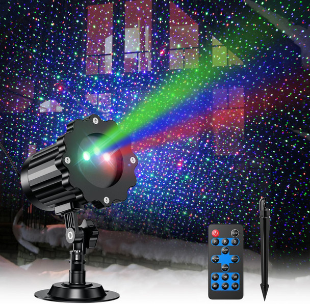 Christmas Projector Lights Outdoor, Outdoor Garden Firefly Lights, Red Green Blue Laser Landscape Stars Light with Remote Timer Waterproof, Christmas Decorations for Party Garden Christmas Holiday