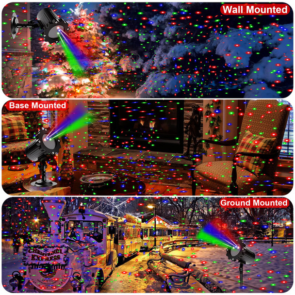 Christmas Projector Lights Outdoor, Outdoor Garden Firefly Lights, Red Green Blue Laser Landscape Stars Light with Remote Timer Waterproof, Christmas Decorations for Party Garden Christmas Holiday