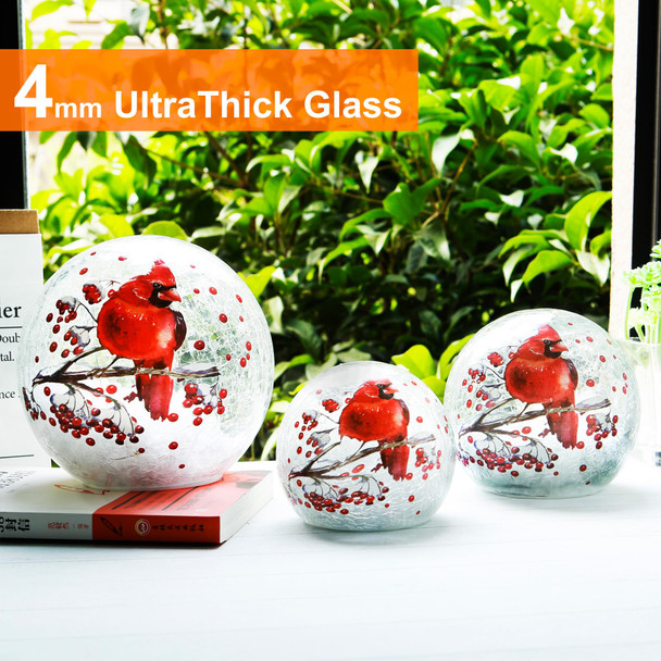 Crackle Glass Ball Cardinal Lamp, Light Up Red Bird Stained Glass Christmas Decor Accent Lamp, Lighted Globe Glass Table Lamp, Orb Cardinal Night Light, Mother's Day s, Led Sphere Desk Lamp Crackle Glass Ball Cardinal Lamp, Light Up Red Bird Stained Glass Christmas Decor Accent Lamp, Lighted Globe Glass Table Lamp, Orb Cardinal Night Light, Mother's Day s, Led Sphere Desk Lamp