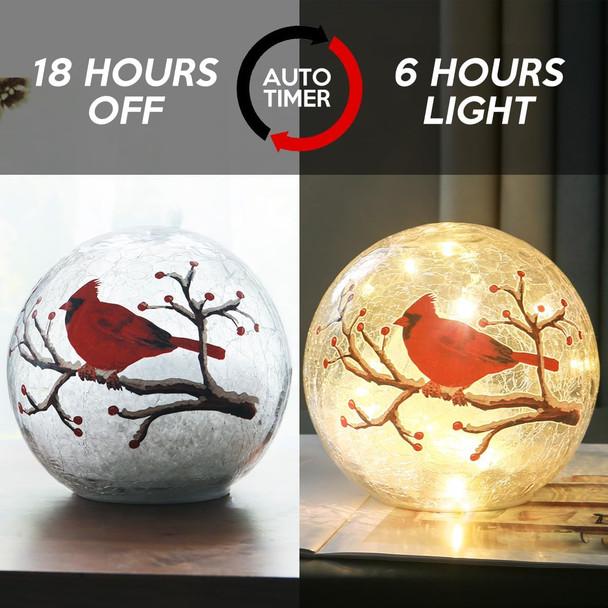 Crackle Glass Ball Cardinal Lamp with Timer, Light Up Red Cardinal Stained Glass Christmas Decor Accent Lamp, Lighted Red Bird Globe Glass Table Lamp, Orb Cardinal Night Light, Led Sphere Desk Lamp Crackle Glass Ball Cardinal Lamp with Timer, Light Up Red Cardinal Stained Glass Christmas Decor Accent Lamp, Lighted Red Bird Globe Glass Table Lamp, Orb Cardinal Night Light, Led Sphere Desk Lamp