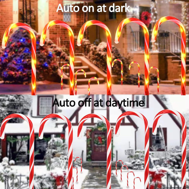 24 Pack d Solar Christmas Candy Cane Lights Waterproof, Christmas Lights Outdoor Pathway Stake Lights with 8 Modes, Solar Lights for Outside Yard Walkway Garden Christmas Decorations