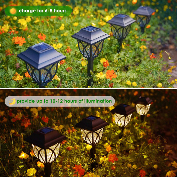 KAQ 8 Pack Solar Christmas Lights Outdoor Waterproof, Solar Garden Lights Auto On/Off, Outside Lights for Yard, Landscape, Pathway Christmas Decorations(Warm White)