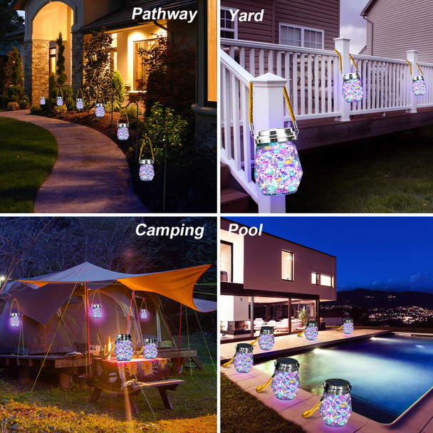 Solar Lantern, Hanging Solar Lights Outdoor Waterproof 2 Pack, d 60 LED Lanterns Decorative Outdoor, Garden Decor for Patio Path Backyard Christmas Halloween, Multicolor