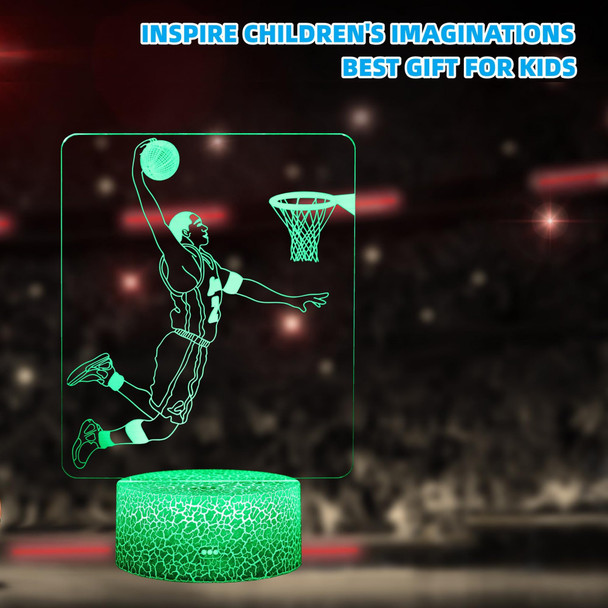 Basketball Night Light for Kids Bedroom, 3D Illusion Lamp, 3 Patterns 16 Colors Changing Dimmable Room Decor, Touch & Remote Control, Christmas Birthday Teenage Boy Girl Sports Fan