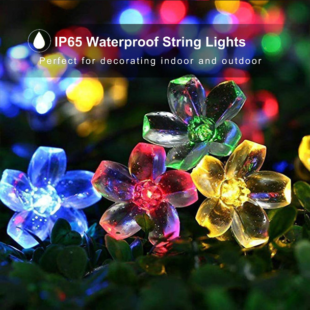 Solar String Flower Lights Outdoor 100 LED 40Ft Multi-Color Fairy Lights with 8 Lighting Modes, Waterproof Solar Lights Outdoor for Garden Yard Porch Christmas Wedding Party Xmas Tree Decoration