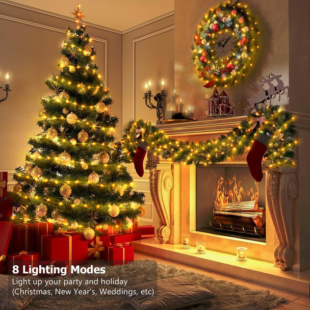 Battery Operated String Lights (2 Pack), 33ft 100 LED Fairy String Lights Battery Powered w/Remote & Timer for Indoor Outdoor Christmas Trees Wreath Decoration Bedroom Patio - Warm White