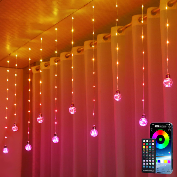 Wishing Ball Curtain Lights, 10ft x 3.3ft RGB LED Color Changing String Fairy Lights Curtain, Smart APP & IR Remote, 200+ Scene Modes for Bedroom Backdrop Indoor Outdoor Christmas Decorations