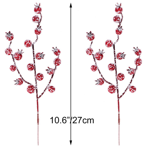 Kesywale 12Pcs Artificial Snowy Red Berry Picks Stems Christmas Frosted Holly Berry Branches Xmas Winter Twig Spray Holiday Arrangements Table Centerpieces DIY Crafts 10.6" Tall (Red, 12)