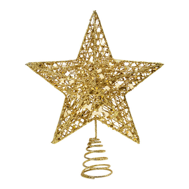 Christmas Tree Topper Christmas Tree Star Gold Star Tree Topper Metal Glitter Christmas Star Xmas Tree Topper for Christmas Trees Decorations 10 Inch