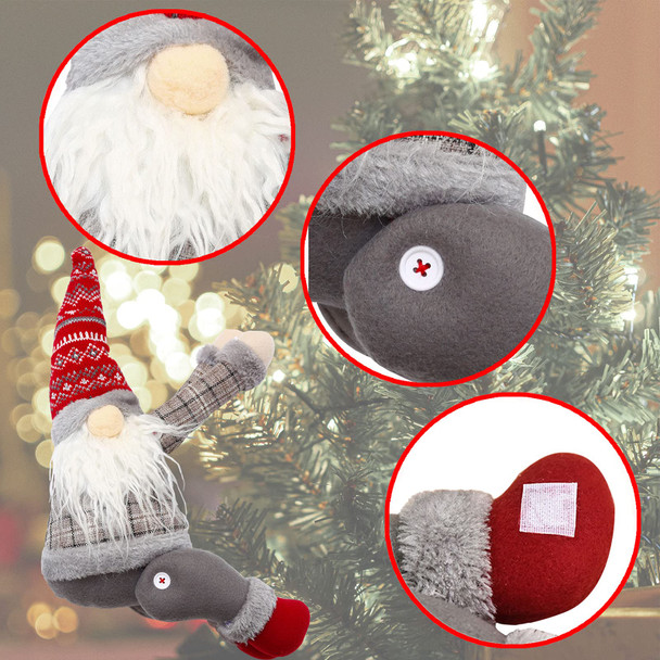 Gnome Tree Topper,Gnome Christmas Tree Topper,Gnome Christmas Decorations,Funny Christmas Tree Topper Gnome,Hand Made Christmas Decorations Holiday Home Decor,Also be Used as Curtain Tie(Red)