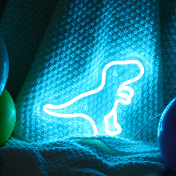 3 Pcs Christmas Dinosaur Neon Signs for Boys Room Dinosaur Shaped Neon Light USB Powered Light up Hanging Dinosaur Decor Wall Neon Signs with 6 Hooks for Room Party Bar Decorations 3 Colors