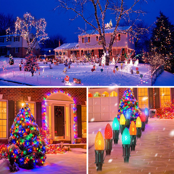 50 Pack C7 LED Christmas Replacement Bulbs,Multicolored Waterproof LED Bulbs, Shatterproof LED Bulbs for Outdoor Indoor Party Patio Garden Holiday Room Decoration, E12 Candelabra Base