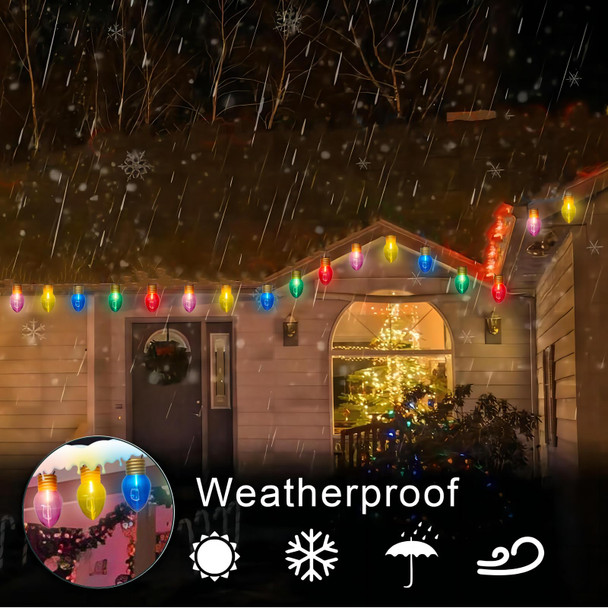 16FT Jumbo Christmas Lights Outdoor,C7 Giant String Lights Christmas Outdoor Hanging Lights with 10 Large Clear Multicolor Bulb for Holiday Home Roof Yard Garden Decorations
