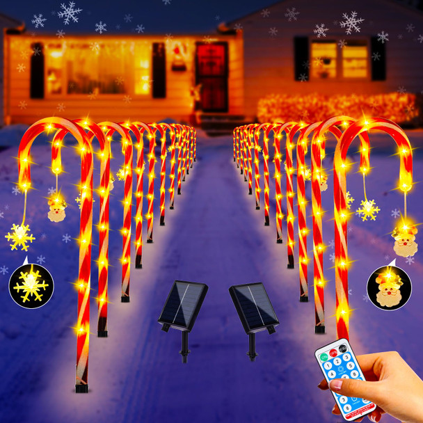 24 Pack Christmas Outdoor Decorations, 21" Christmas Solar Pathway Lights Outdoor Waterproof with 216 LEDs/ 8 Modes/Remote Control, Solar Candy Cane Markers Lights for Yard Patio Holiday Decor 24 Pack Christmas Outdoor Decorations, 21" Christmas Solar Pathway Lights Outdoor Waterproof with 216 LEDs/ 8 Modes/Remote Control, Solar Candy Cane Markers Lights for Yard Patio Holiday Decor