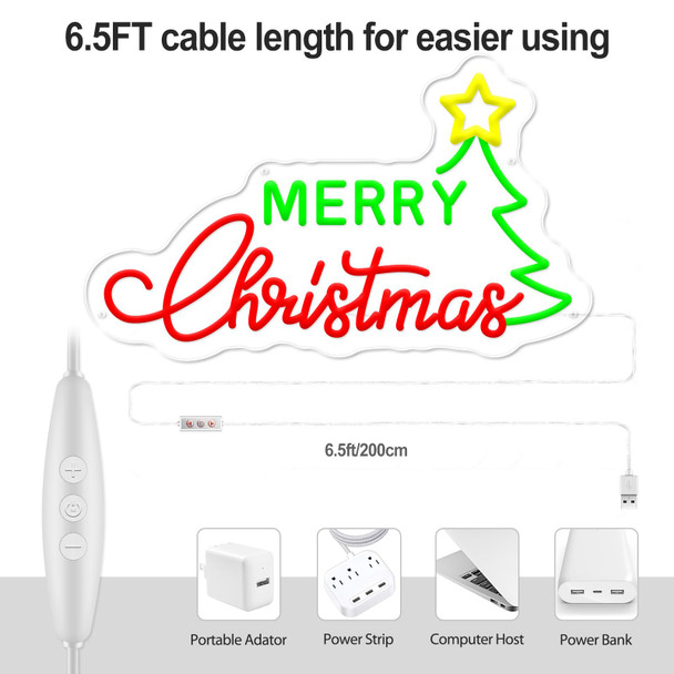 Christmas Neon Sign for Christmas Decor, Merry Christmas LED Sign with Timer Remote Control, Dimmable Merry Christmas Light Up Neon Light for Party Bedroom Business Shop Bar Pub Club Wall Decor Xmas