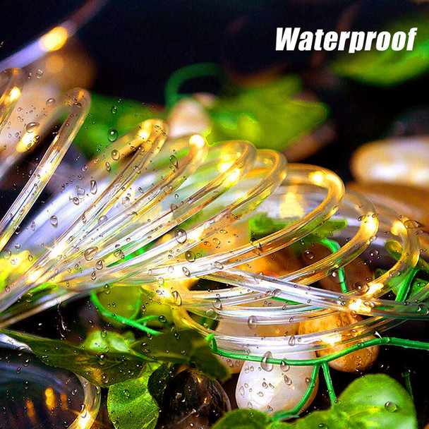 Solar Rope Lights, 66 Feet 200 LED Solar String Lights Outdoor Waterproof 8 Modes Solar Fairy Lights Tube Lights Garden Christmas Lights Decorative for Pool Patio Party Wedding Christmas Warm White