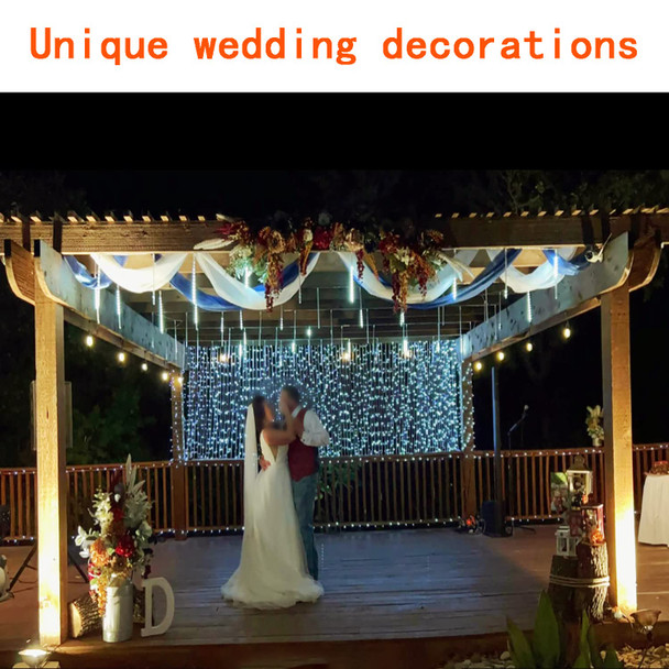 Kwaiffeo Solar Christmas Lights Outdoor, 16 Tubes(Equivalent to 2 Sets of 8-Tube) Solar Powered Meteor Shower Lights Snow Falling Icicle Lights for Xmas Tree Halloween Decoration Wedding Party, White