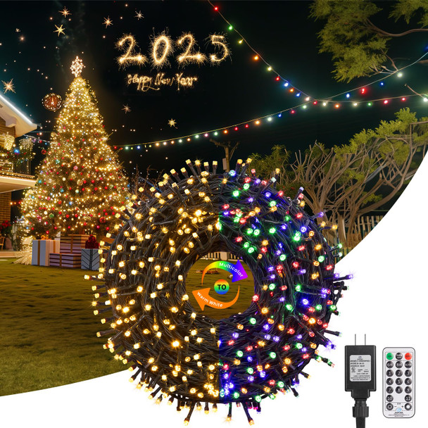 KYEKIO 157FT 480LED Christmas Lights Outdoor, 11Mode Color Changing String Lights Plug in, LED Christmas Lights with Remote, Dimmable Christmas Tree Lights for Christmas Decorations Outdoor Indoor