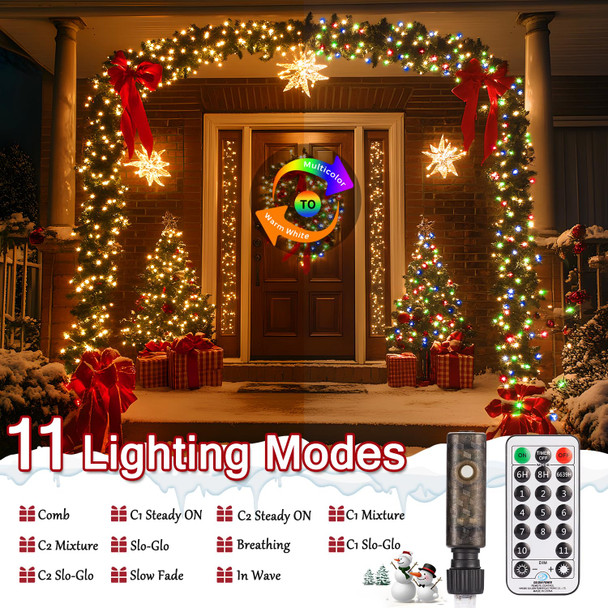 KYEKIO 157FT 480LED Christmas Lights Outdoor, 11Mode Color Changing String Lights Plug in, LED Christmas Lights with Remote, Dimmable Christmas Tree Lights for Christmas Decorations Outdoor Indoor