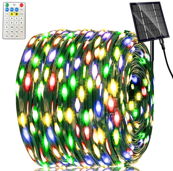 Solar Christmas Lights Outdoor Waterproof,600 LED 200ft Solar String Lights Multicolor,19 Modes Solar Twinkle Lights for Garden Yard Tree Party Fence Holiday Wedding Decoration