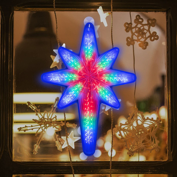 20" 44 LED Bethlehem Star with Movement,3D Bethlehem Star Digital Flash-Shooting Star - Hanging Outdoor Christmas,Use for Holiday Decoration, Porch Light, 3D Fixture, Advent Star (Multicolor)