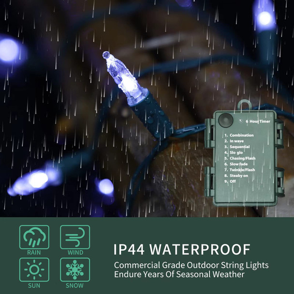 50 LED Outdoor Christmas Lights, 17 FT Battery Operated Mini String Lights with 8 Modes & Timer, Xmas Tree Lights Waterproof for Patio Garden Party Wedding Holiday Decor (White)