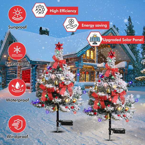 Solar Christmas Tree Lights Outdoor Decorations, 2PCS Waterproof Xmas Tree Light Christmas décor Pathway Lights for Outside Garden Yard Lawn House Front Porch Door (White) Solar Christmas Tree Lights Outdoor Decorations, 2PCS Waterproof Xmas Tree Light Christmas décor Pathway Lights for Outside Garden Yard Lawn House Front Porch Door (White)